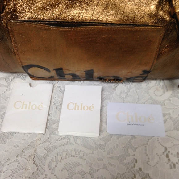 Authentic, Chloe Gold Distressed Leather Handbag - Picture 3 of 16